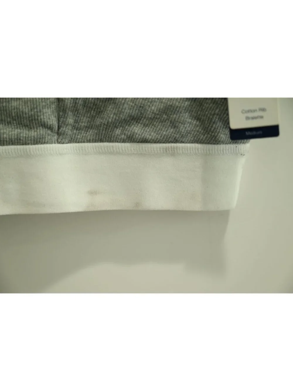 NWD GapBody Cotton Rib Bralette Sz M Grey Wireless Pullover Lounge Bra Stretch